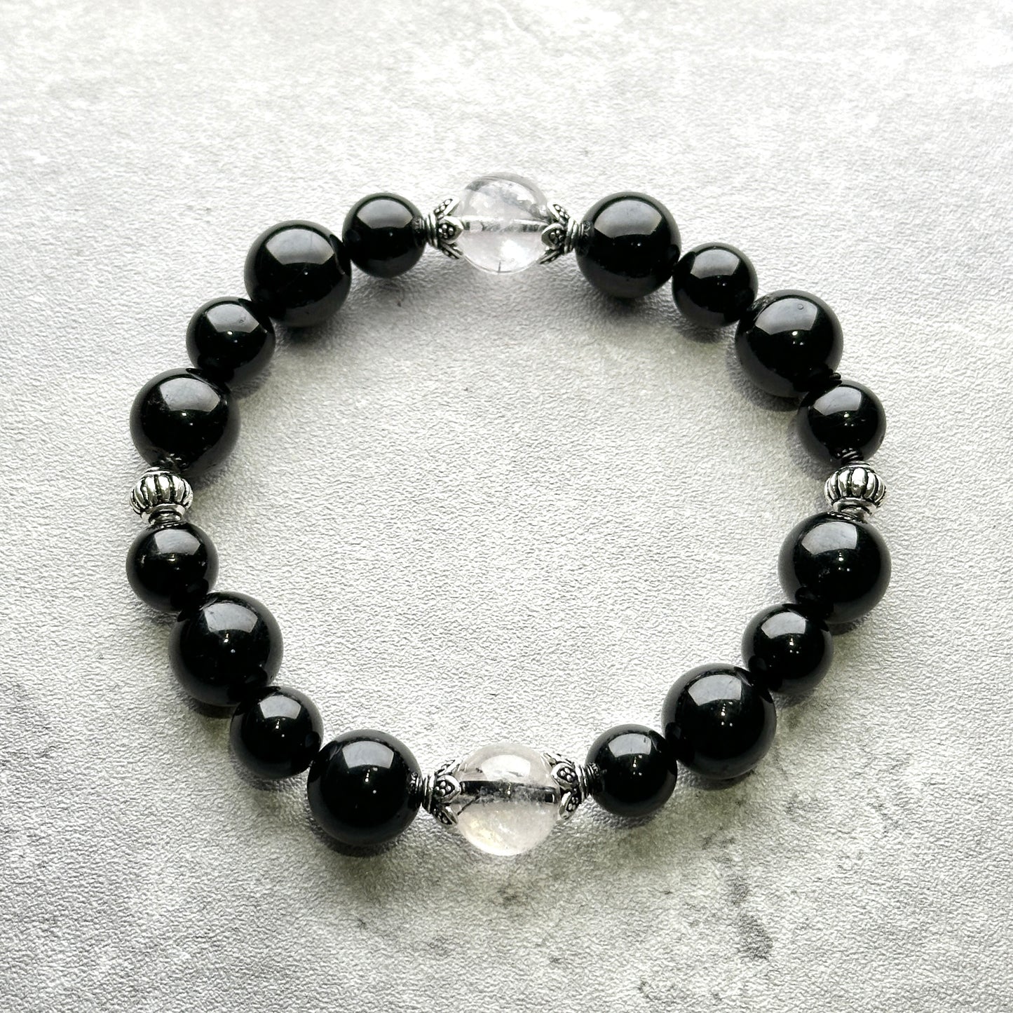 Black Rutilated Quartz Black Tourmaline Bracelet 黑髮晶x黑碧璽 手串 | 手串 bracelet | 正面圖 front view