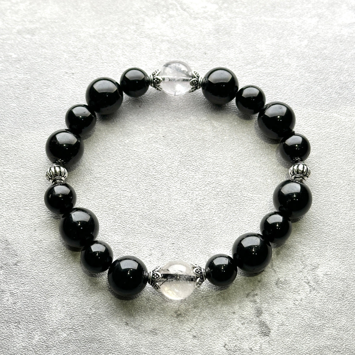 Black Rutilated Quartz Black Tourmaline Bracelet 黑髮晶x黑碧璽 手串 | 手串 bracelet | 正面圖 front view