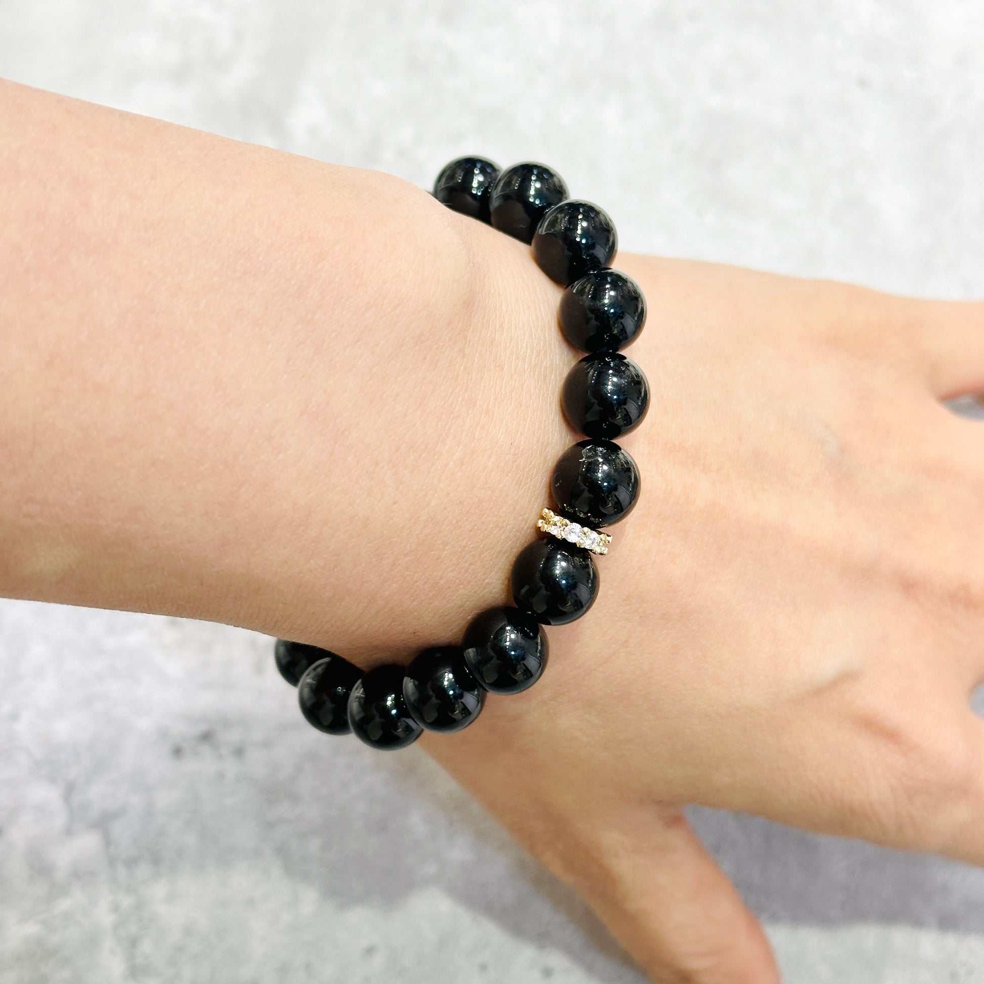 Black Tourmaline Bracelet 黑碧璽手串 | 手串 bracelet | 正面圖 front view