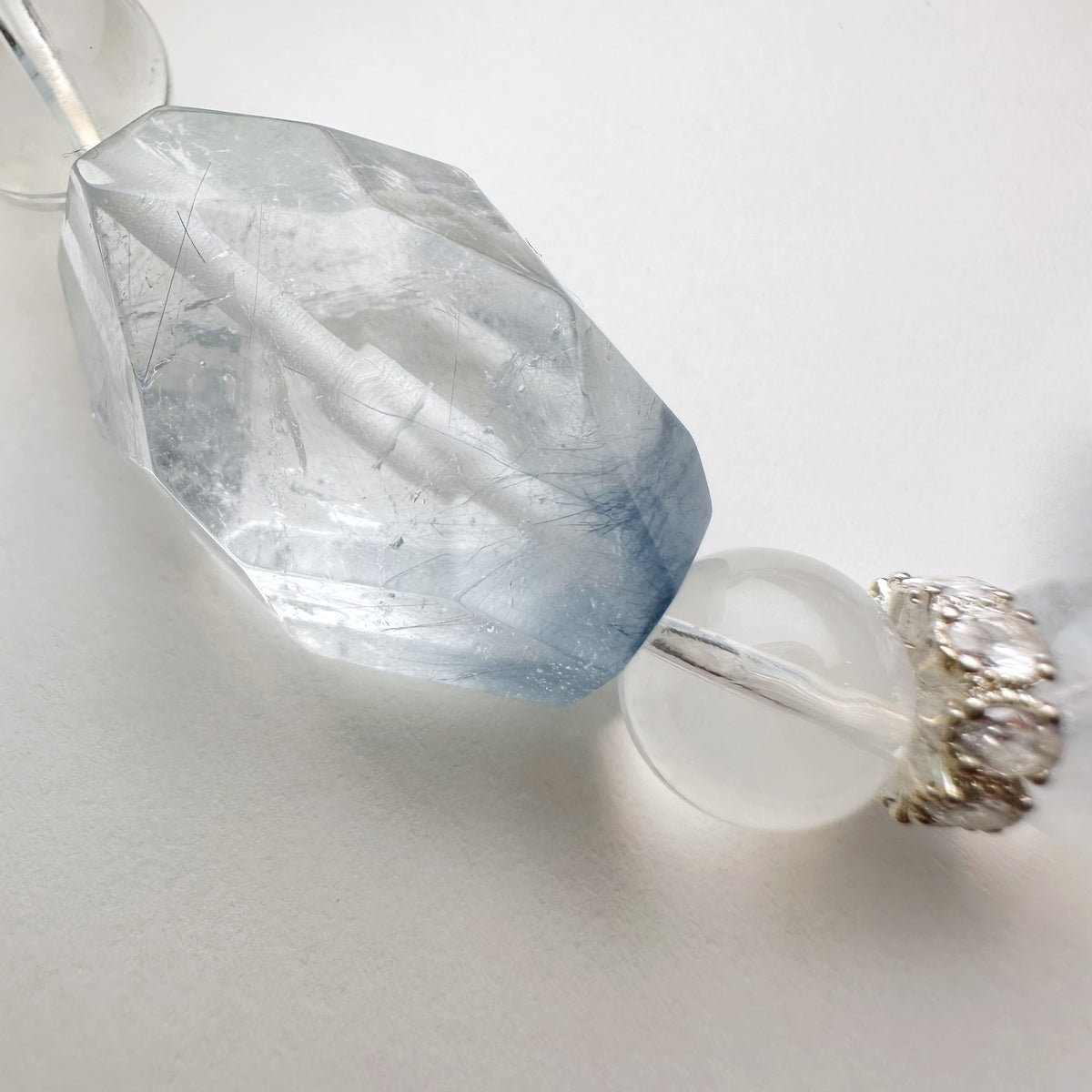 Blue Rabbit Hair Quartz x Blue Needle Quartz Design Bracelet 藍兔毛x藍針水晶 設計款 | 手串 bracelet | 細節特寫 close up detail
