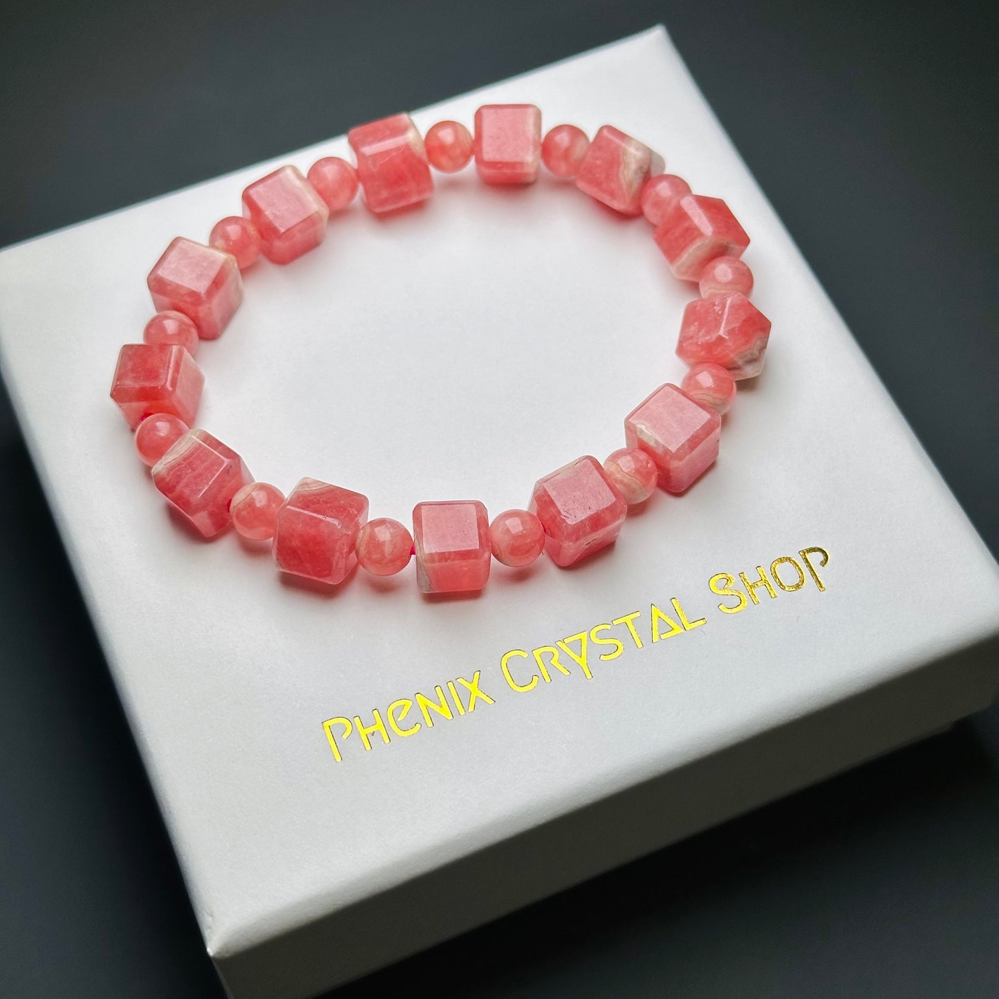 紅紋石方粒手串 | 手串 bracelet | 正面圖 front view