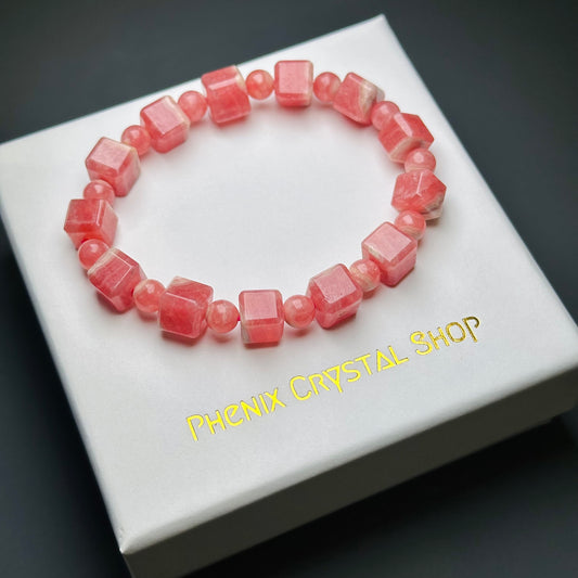 紅紋石方粒手串 | 手串 bracelet | 正面圖 front view