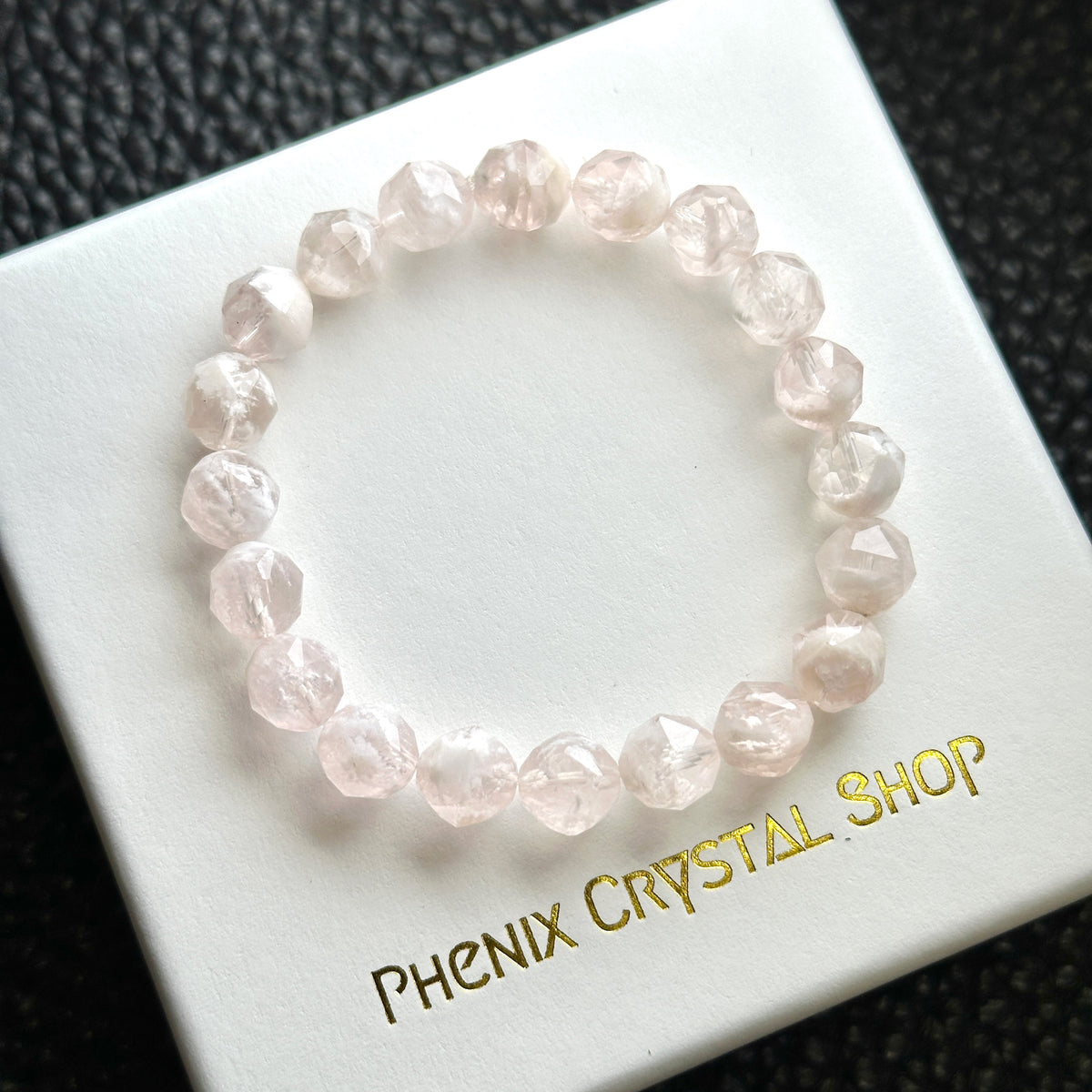 Cherry Blossom Rose Quartz Starcut Bracelet 櫻花粉晶手串 | 手串 bracelet | 正面圖 front view