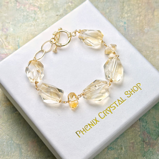 Citrine Faceted Bracelet 黃晶切割款手鏈 | 手串 bracelet | 正面圖 front view