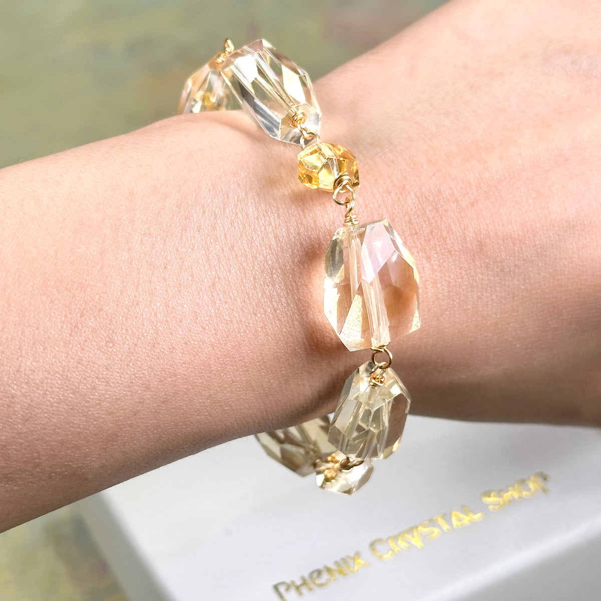 Citrine Faceted Bracelet 黃晶切割款手鏈 | 手串 bracelet | 紋理特寫 texture detail