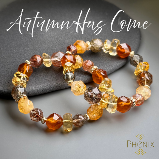 Citrine & Rutilated Quartz & Orange Garnet Bracelet  黃晶x碧璽髮晶x橙石榴石 設計款手串 | 手串 bracelet | 正面圖 front view