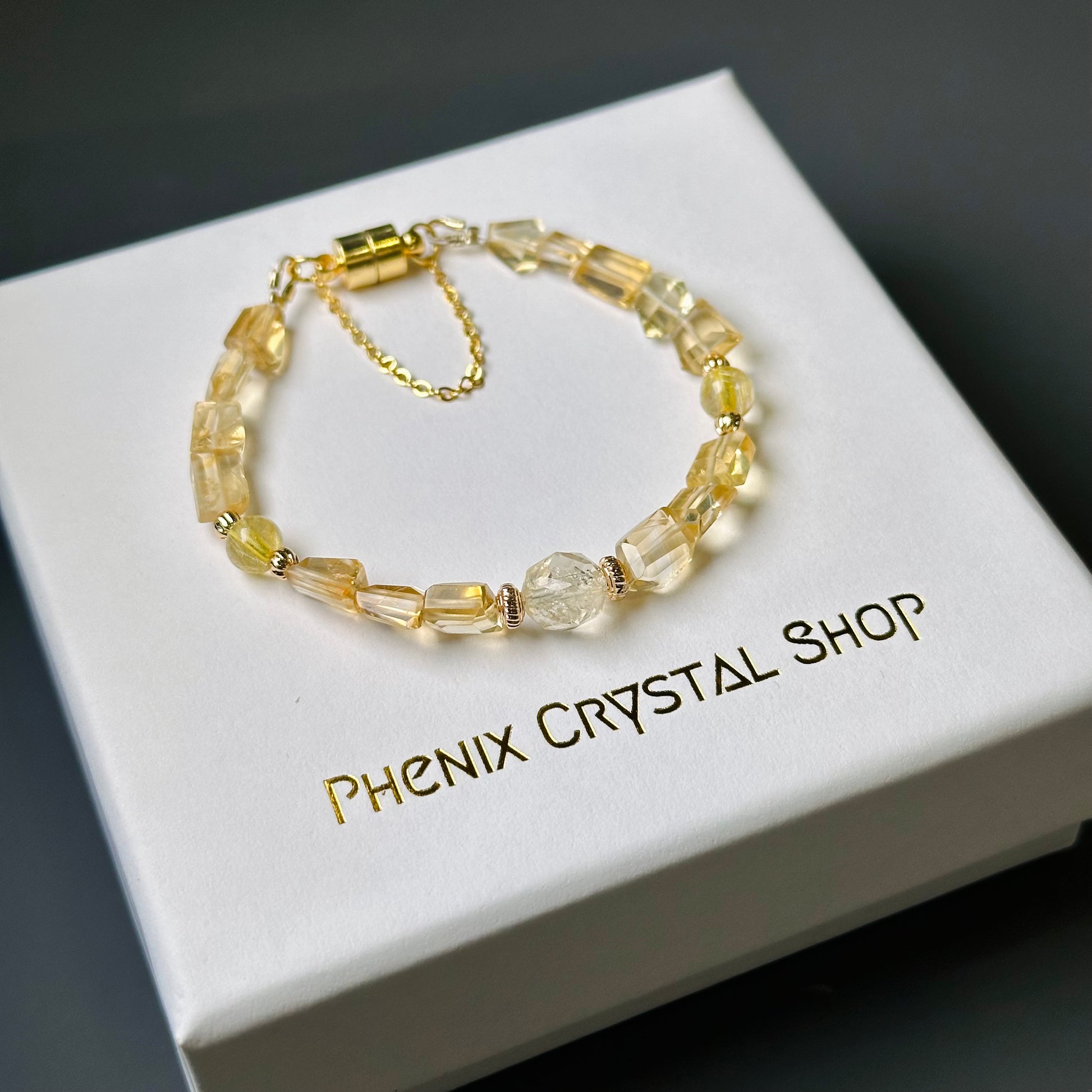 Citrine x Gold Rutilated Bracelet 黃晶x金髮晶手鏈 | 手串 bracelet | 整體圖 full piece view