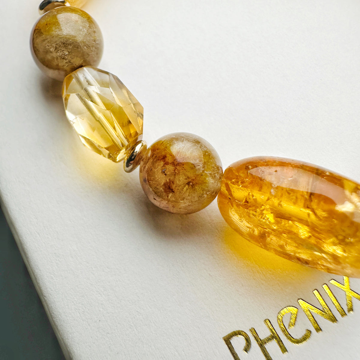 Citrine x Gold Rutilated Quartz Bracelet 黃晶x金髮晶(鈦花）手串 | 手串 bracelet | 側面角度 side angle