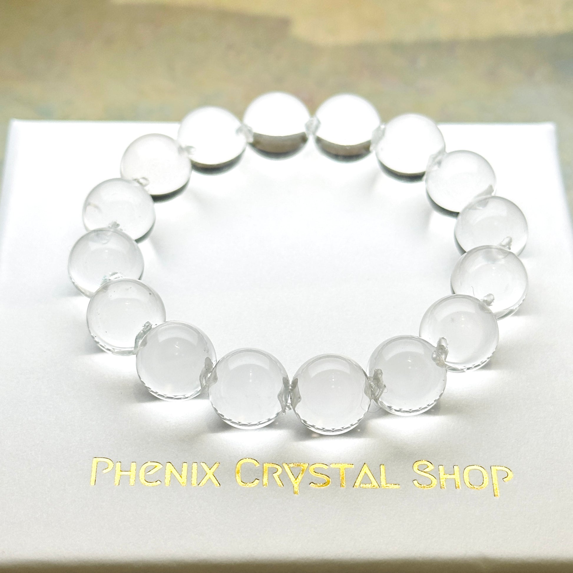 Clear Quartz Bubble Bracelet 白晶泡泡珠水串 10mm | 手串 bracelet | 正面圖 front view