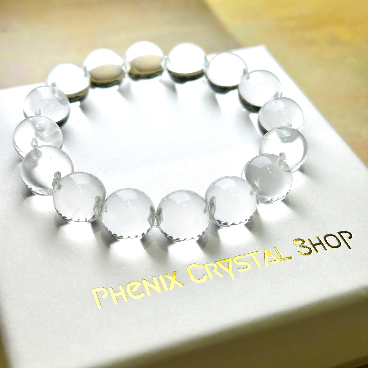 Clear Quartz Bubble Bracelet 白晶泡泡珠水串 12mm | 手串 bracelet | 正面圖 front view