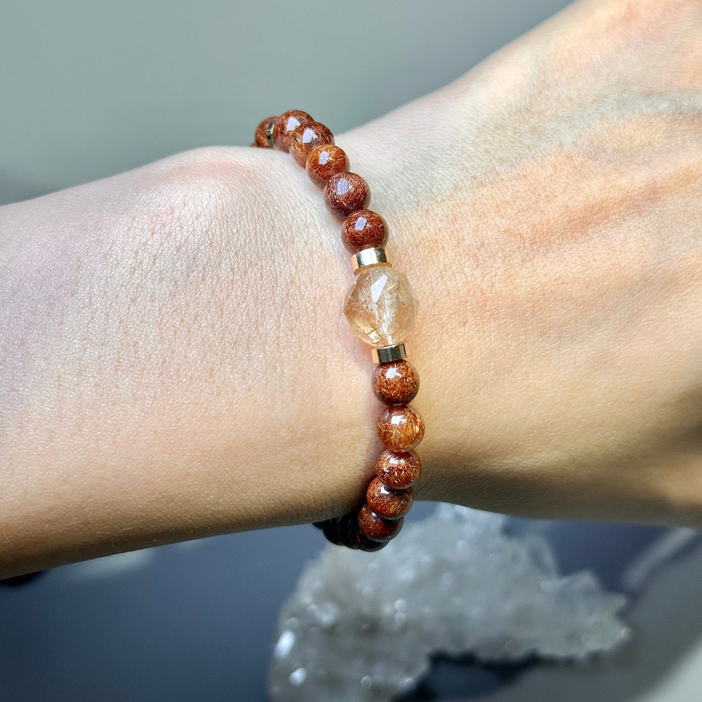 Copper Rutilated Quartz Bracelet 銅髮晶 | 手串 bracelet | 紋理特寫 texture detail