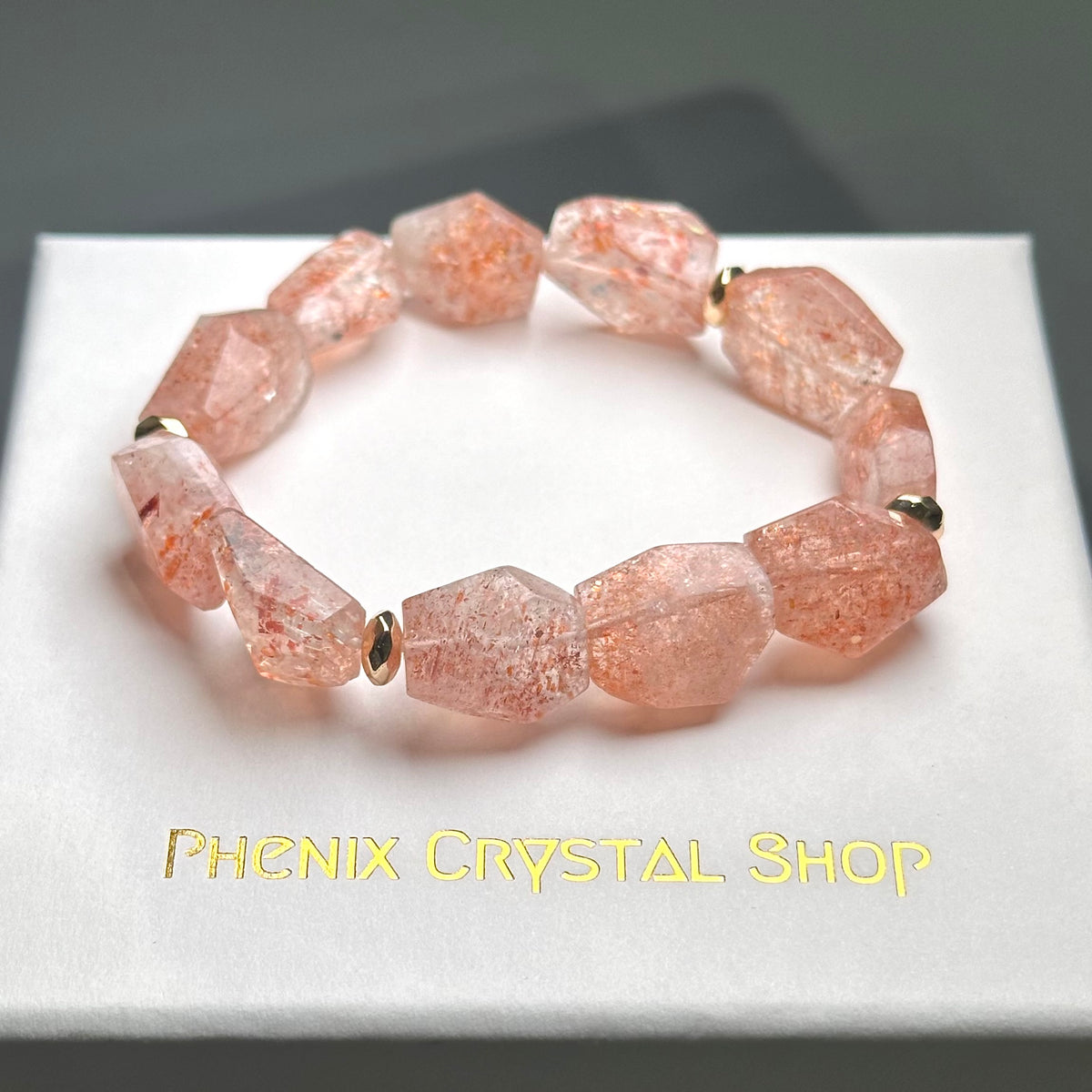 Faceted Sunstone 太陽石切割款 | 原礦 raw-crystal | 側面角度 side angle