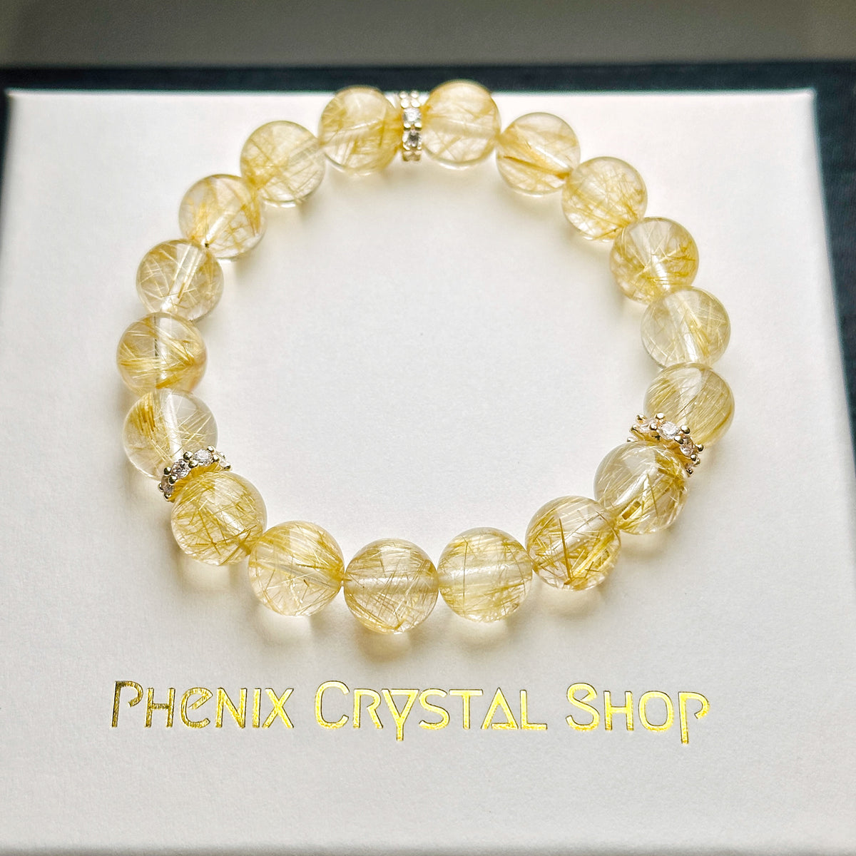 Gold Rutilated Quartz Bracelet 金髮晶手串 | 手串 bracelet | 正面圖 front view
