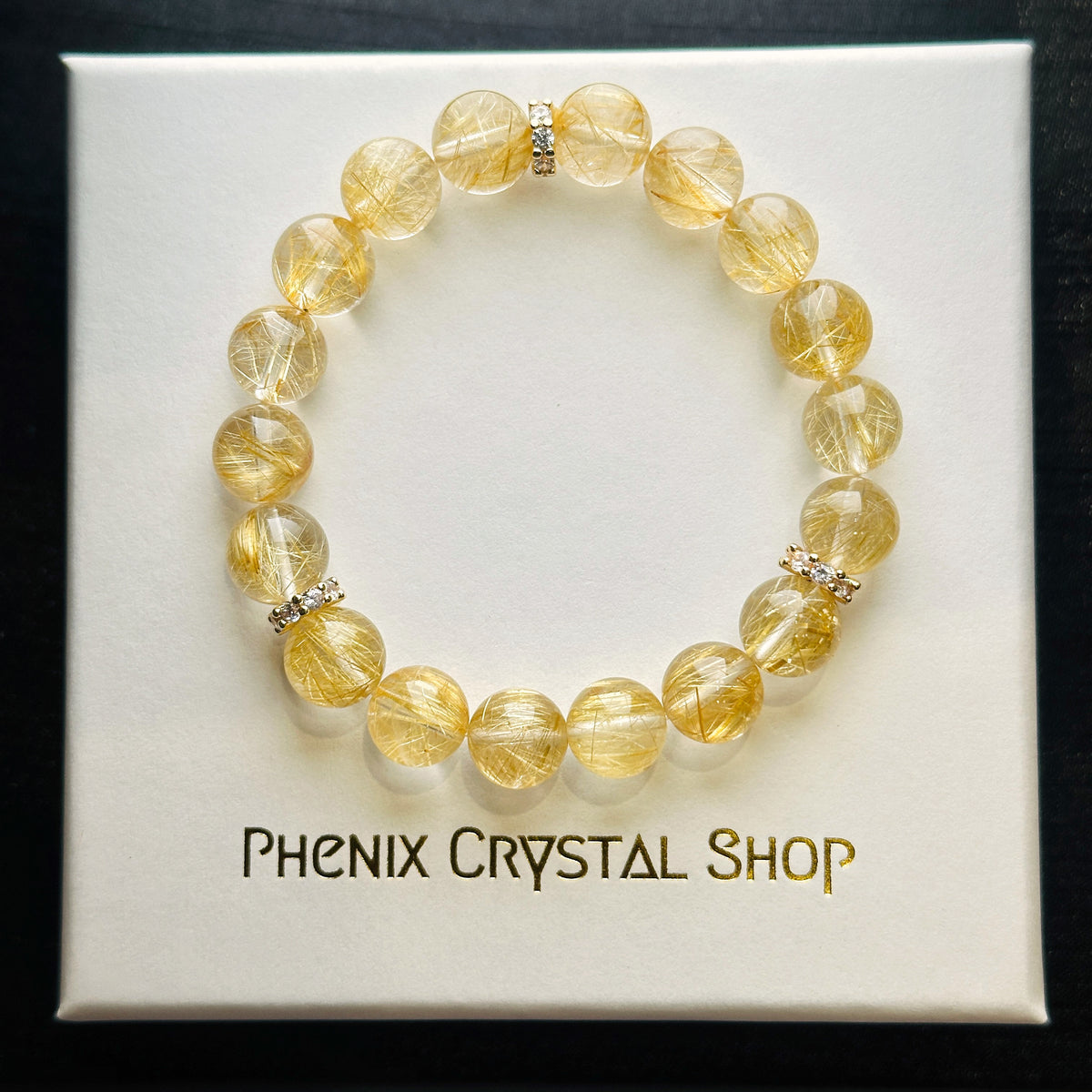 Gold Rutilated Quartz Bracelet 金髮晶手串 | 手串 bracelet | 側面角度 side angle