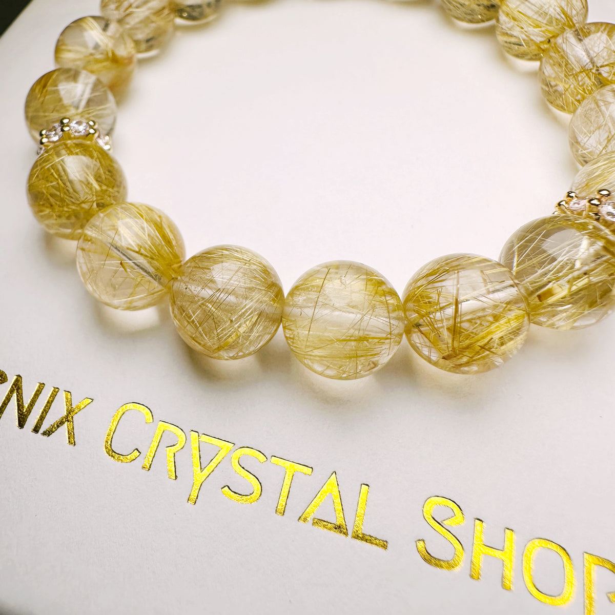 Gold Rutilated Quartz Bracelet 金髮晶手串 | 手串 bracelet | 紋理特寫 texture detail