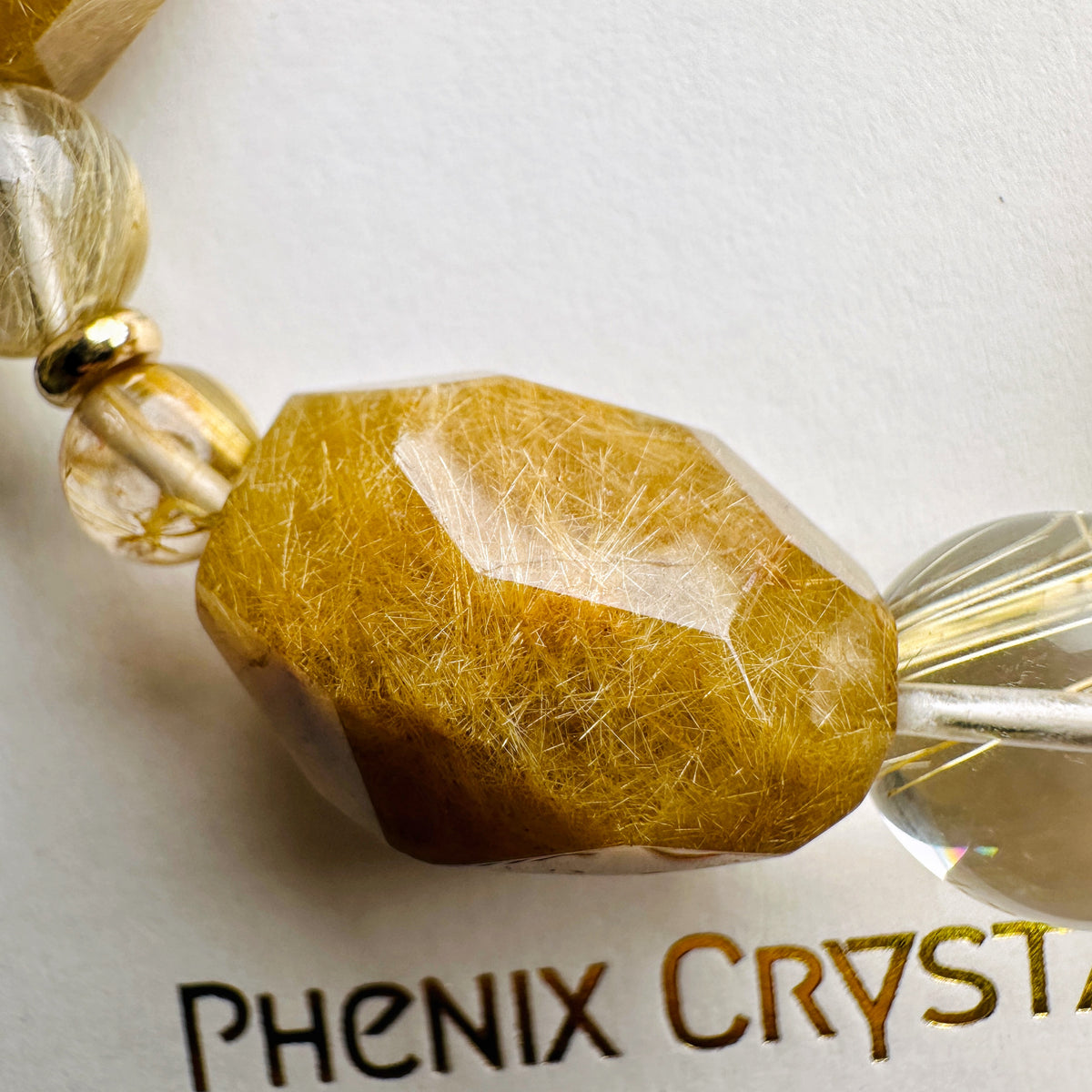 Gold Rutilated Quartz Faceted Bracelet 金髮晶不規則設計手串 | 手串 bracelet | 側面角度 side angle