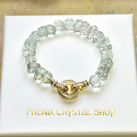 Green Amethyst 綠水晶 | 原礦 raw-crystal | 正面圖 front view