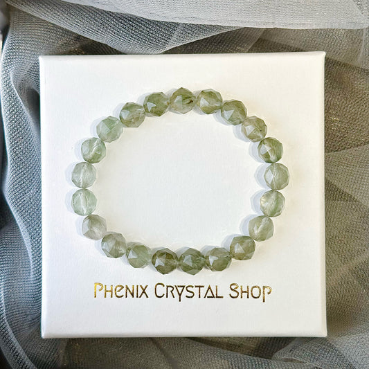 Green Rutilated Quartz Bracelet Starcut 綠髮晶手串 | 手串 bracelet | 正面圖 front view