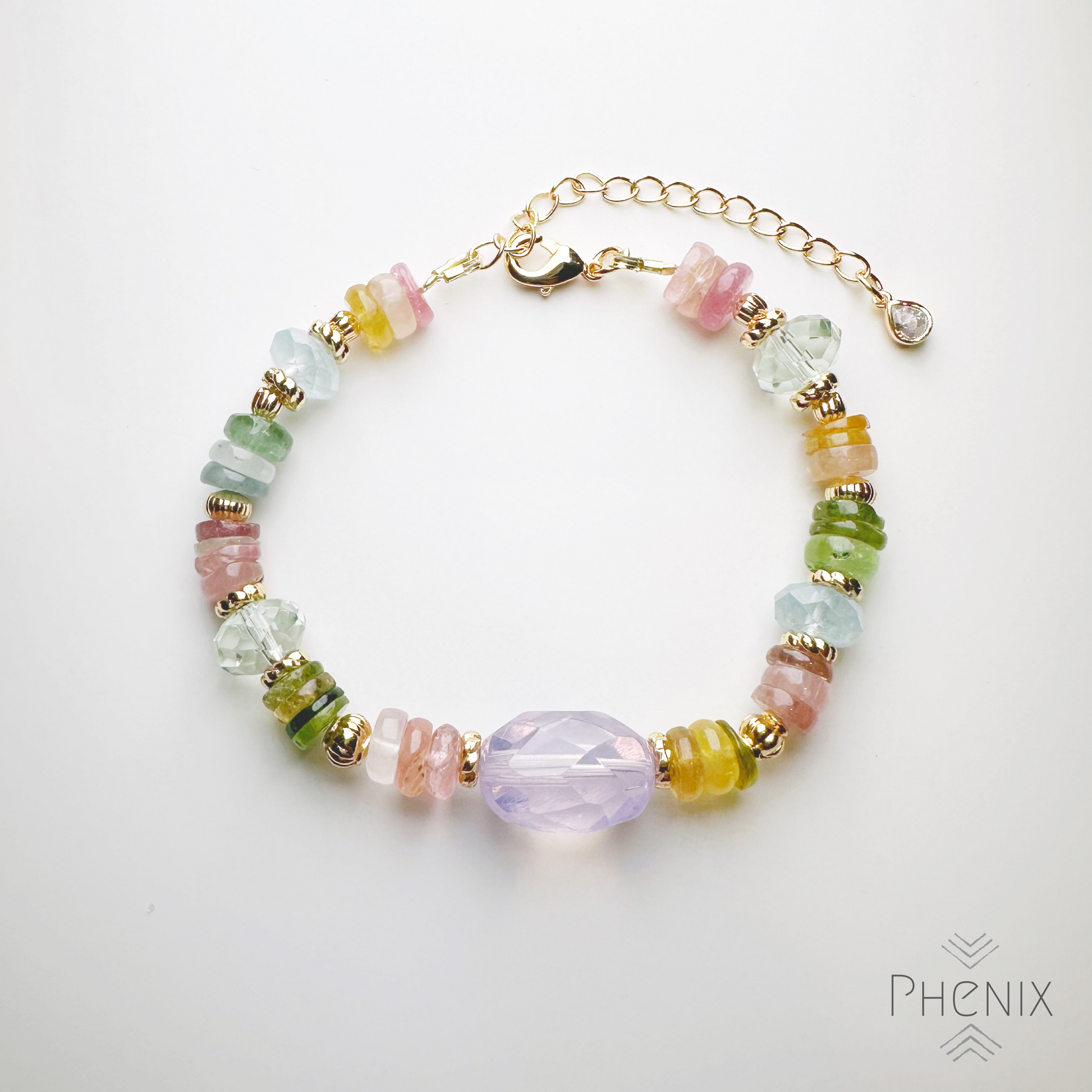 Happy Rainbow Design Bracelet | 手串 bracelet | 正面圖 front view