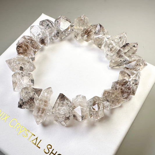 閃靈鑽 Herkimer Diamond (HK01) | 原礦 raw-crystal | 正面圖 front view
