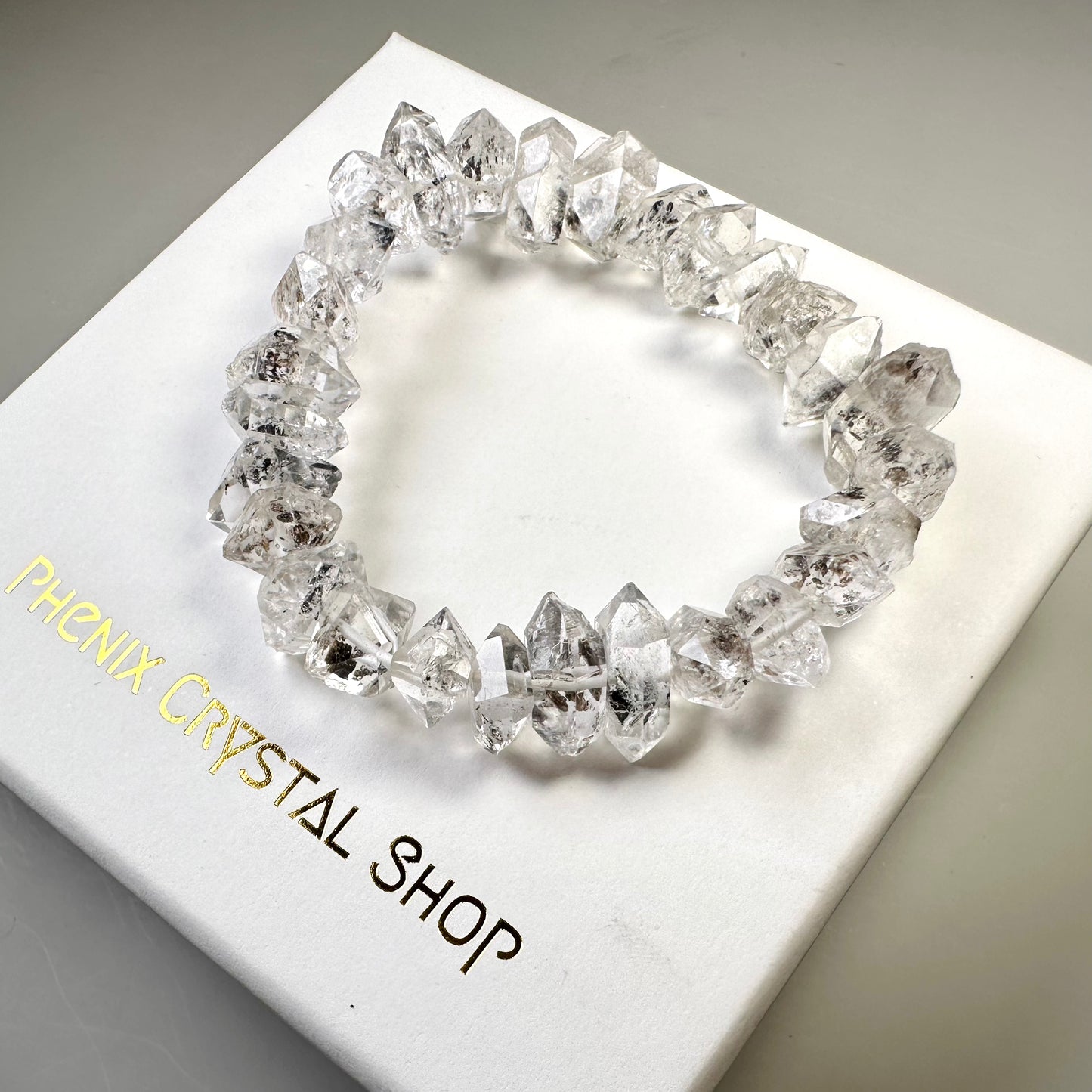 閃靈鑽 Herkimer Diamond (HK02) | 原礦 raw-crystal | 正面圖 front view