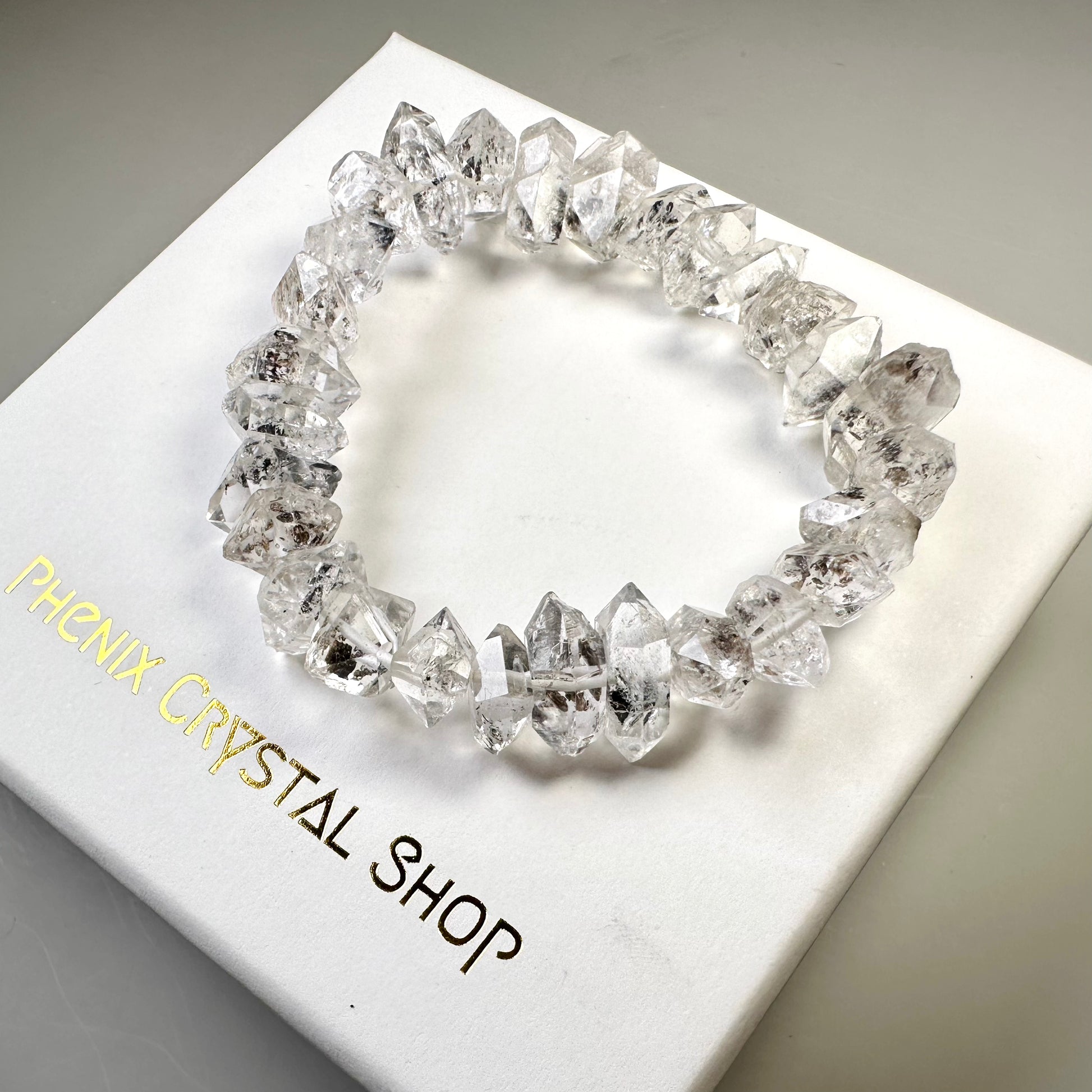 閃靈鑽 Herkimer Diamond (HK02) | 原礦 raw-crystal | 正面圖 front view