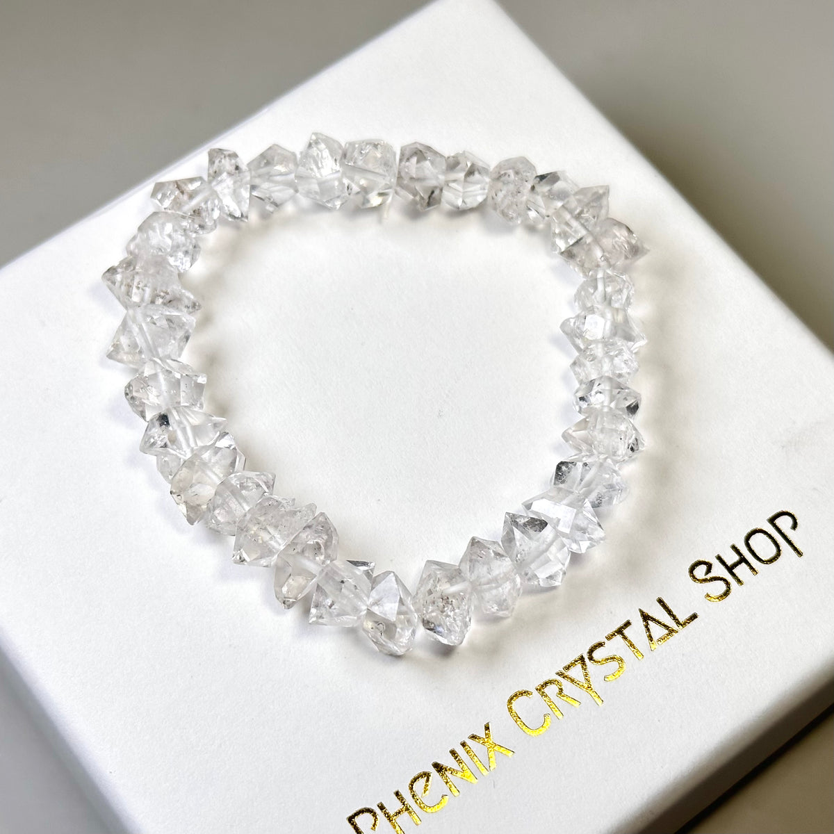 閃靈鑽 Herkimer Diamond (HK03) | 原礦 raw-crystal | 正面圖 front view