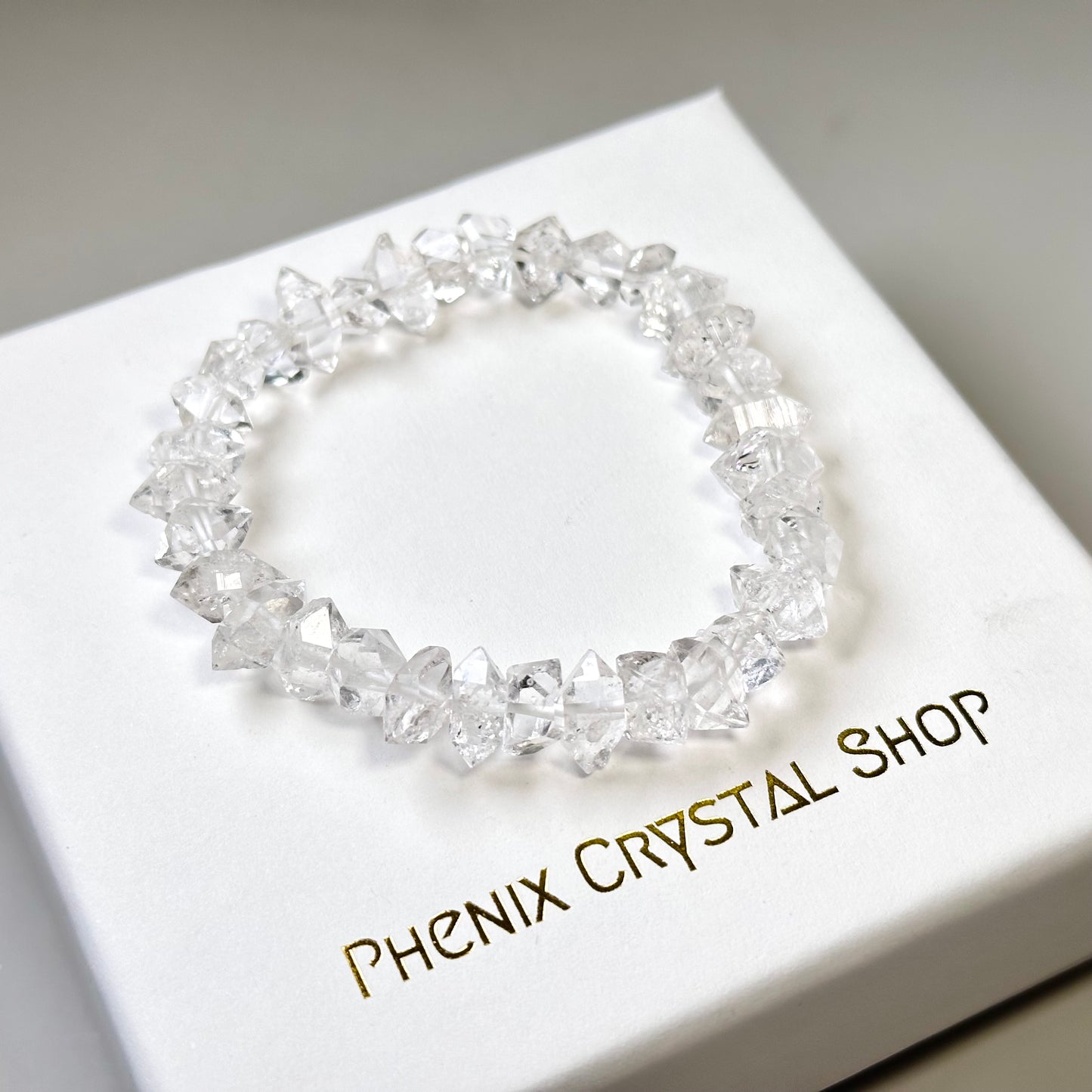 閃靈鑽 Herkimer Diamond (HK04) | 原礦 raw-crystal | 正面圖 front view
