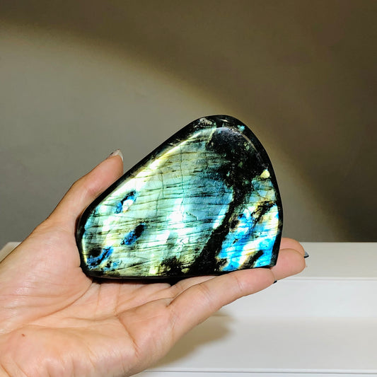 Labradorite 拉長石 | 原礦 raw-crystal | 正面圖 front view