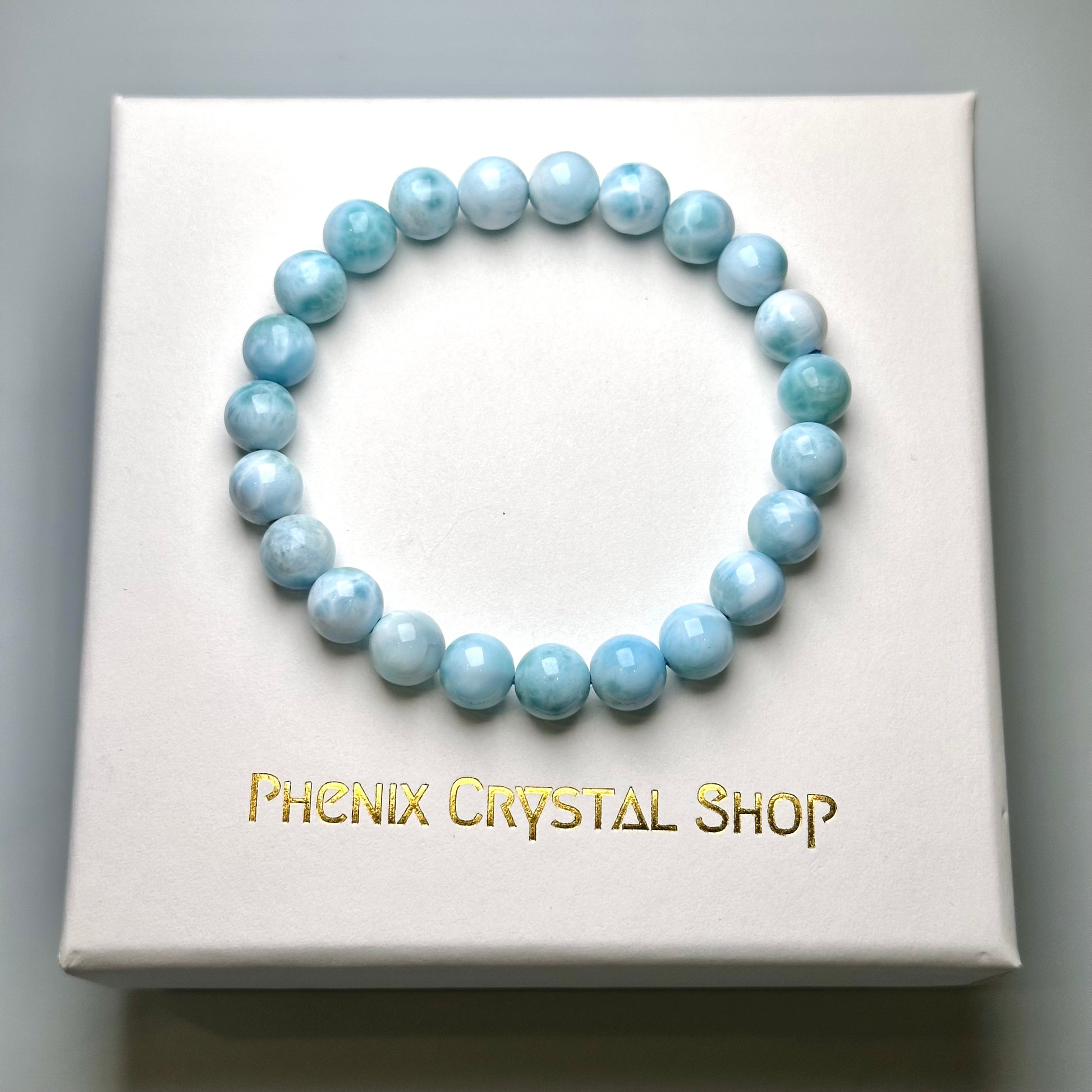 Larimar 海紋石手串 | 手串 bracelet | 正面圖 front view