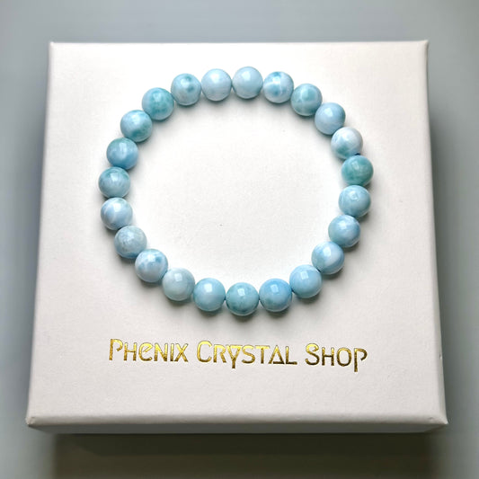 Larimar 海紋石手串 | 手串 bracelet | 正面圖 front view