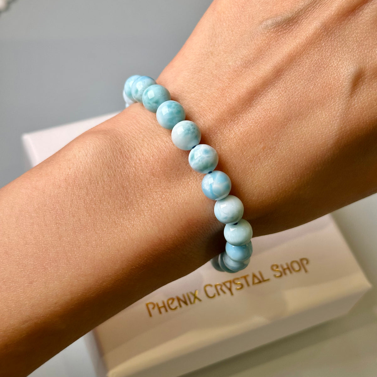 Larimar 海紋石手串 | 手串 bracelet | 側面角度 side angle