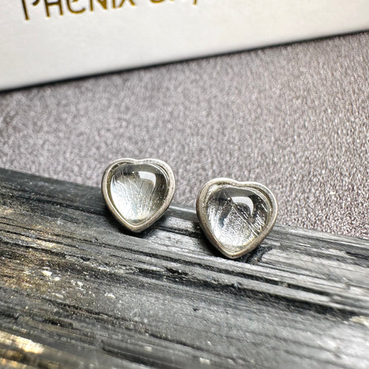 Meteorite Earrings Heart Shape 天鐵心型耳環 | 耳飾 earrings | 正面圖 front view