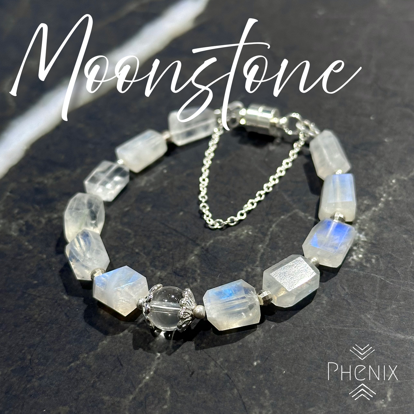 Moonstone Faceted Bracelet 月亮石手鏈 | 手串 bracelet | 正面圖 front view