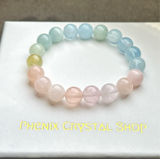 Morganite 彩色摩根石 | 原礦 raw-crystal | 正面圖 front view