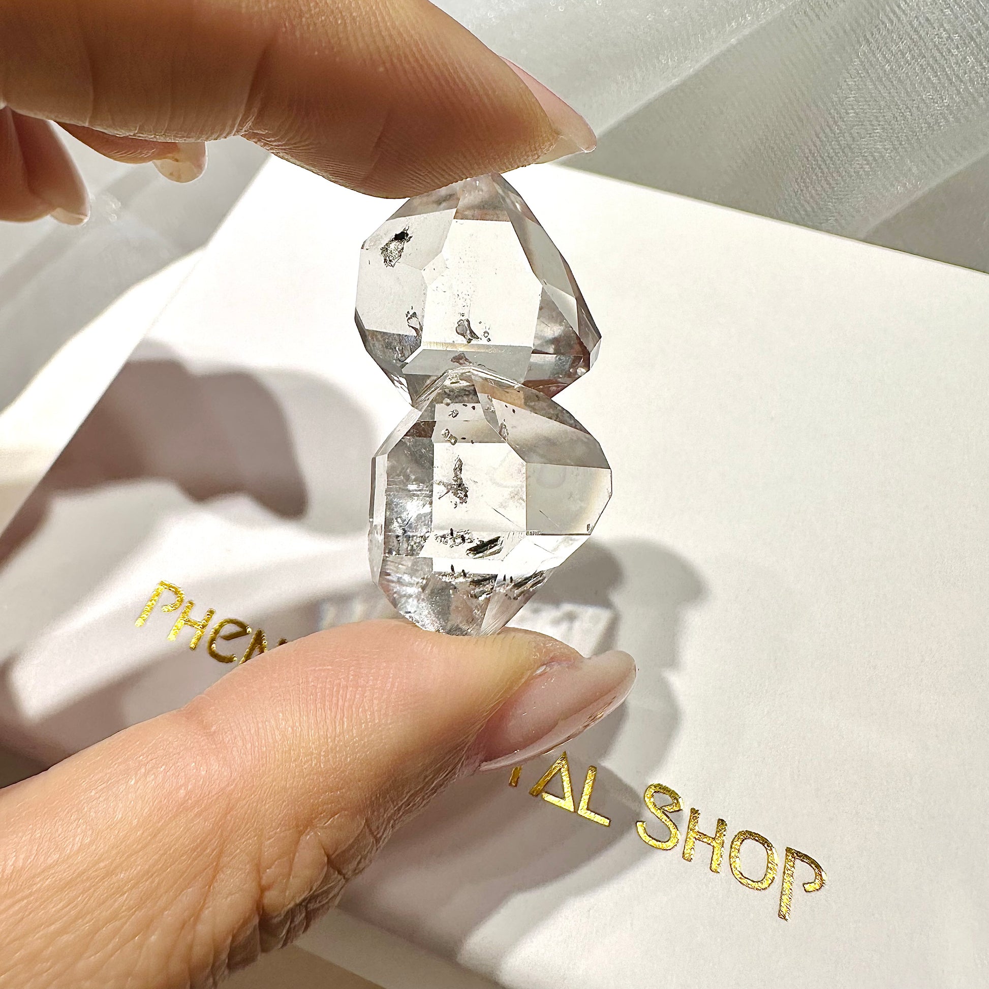 New York Herkimer Diamond 美國閃靈鑽 | 原礦 raw-crystal | 正面圖 front view