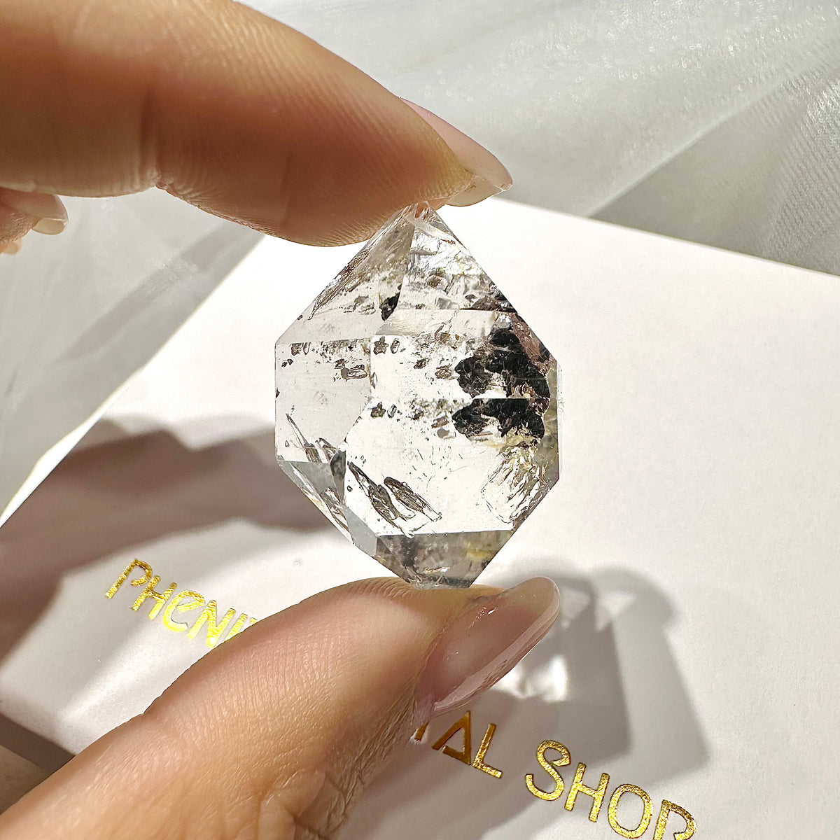 New York Herkimer Diamond 美國閃靈鑽 | 原礦 raw-crystal | 正面圖 front view