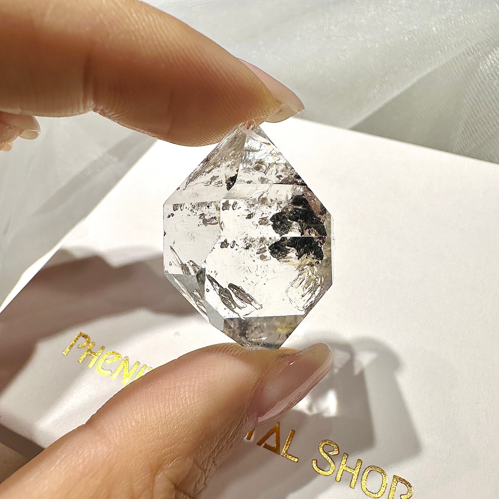 New York Herkimer Diamond 美國閃靈鑽 | 原礦 raw-crystal | 正面圖 front view