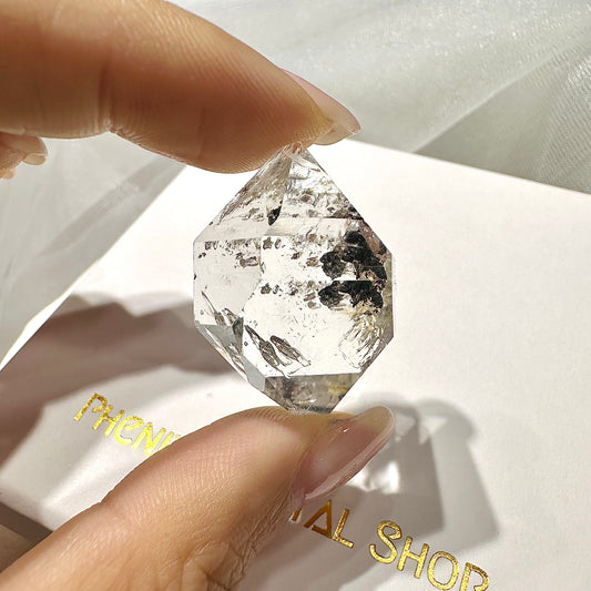 New York Herkimer Diamond 美國閃靈鑽 | 原礦 raw-crystal | 正面圖 front view