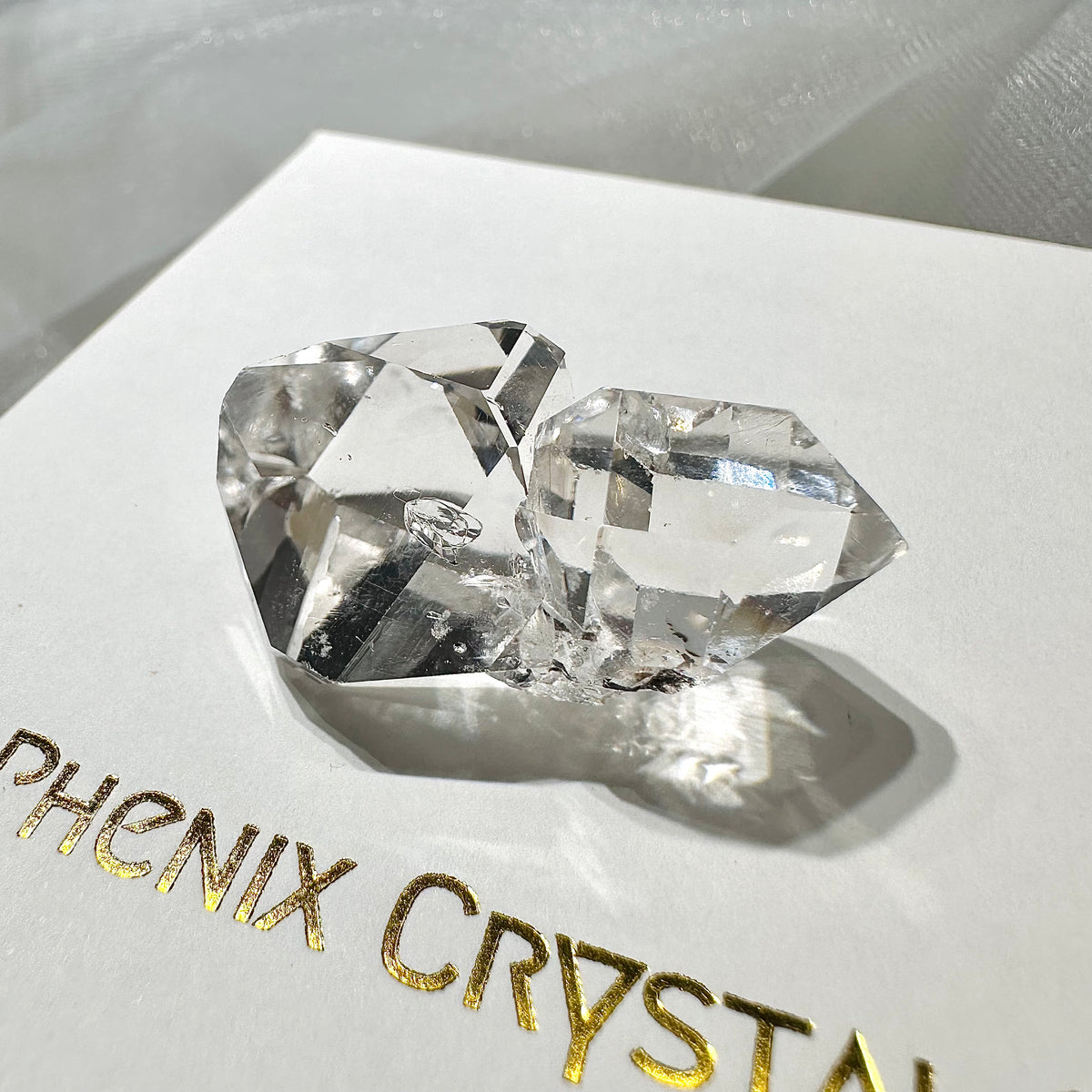 New York Herkimer Diamond 美國閃靈鑽 | 原礦 raw-crystal | 正面圖 front view