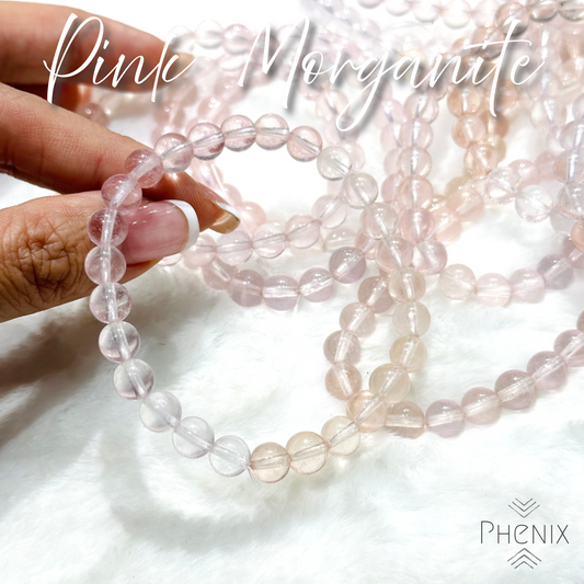 Pink Morganite 粉紅摩根石 | 原礦 raw-crystal | 正面圖 front view