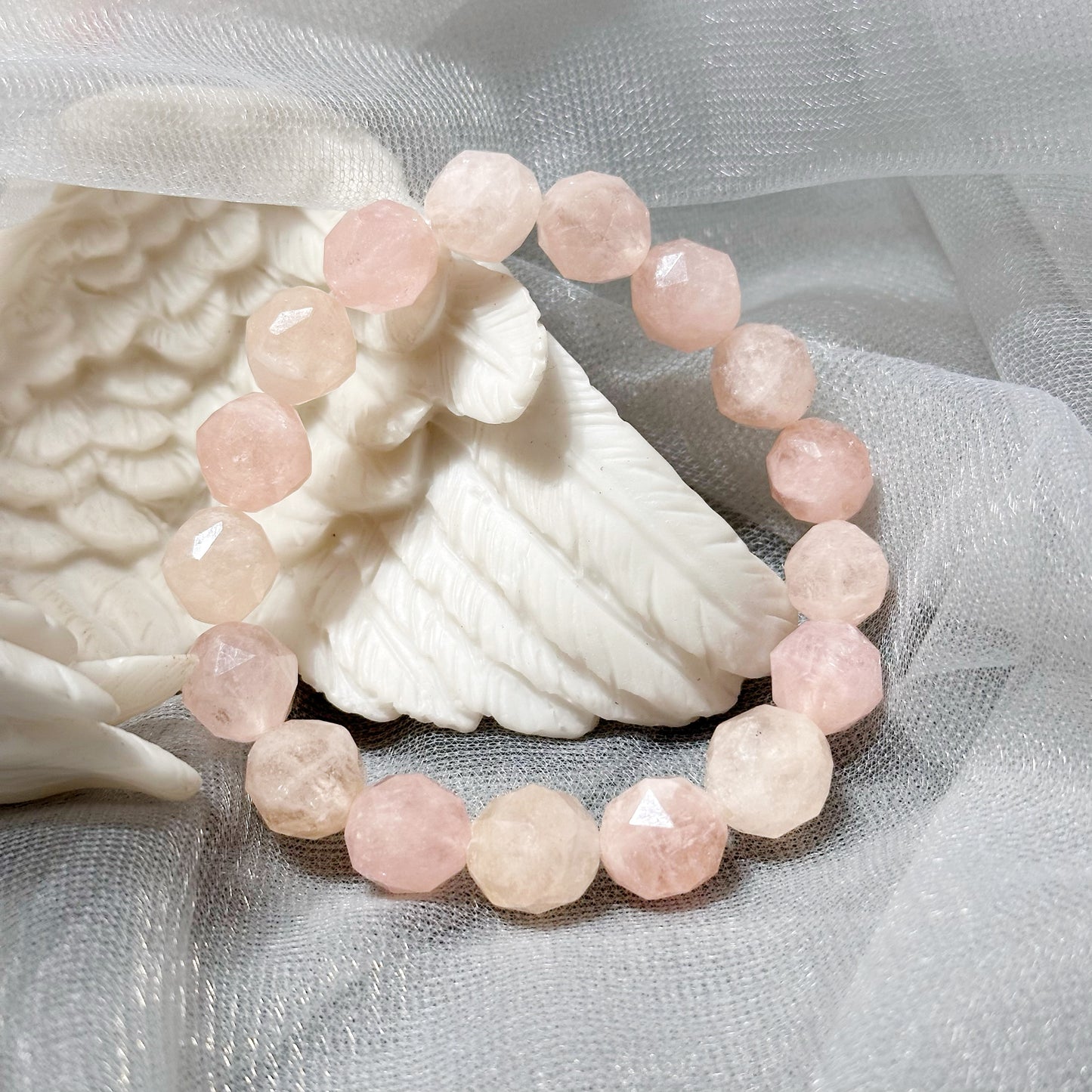 Pink Morganite Starcut 粉紅摩根石 | 星切水晶 star-cut-crystal | 正面圖 front view