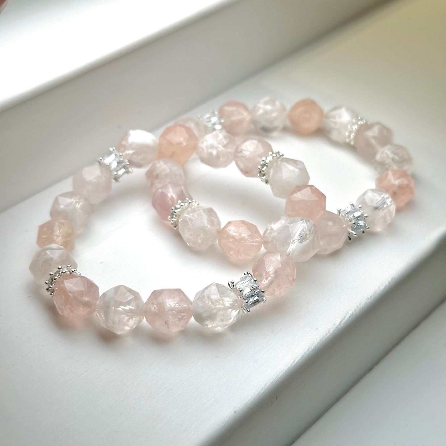 Pink Morganite x Sakura Rose Quartz 粉摩根石x粉晶x櫻花粉晶 | 原礦 raw-crystal | 整體圖 full piece view