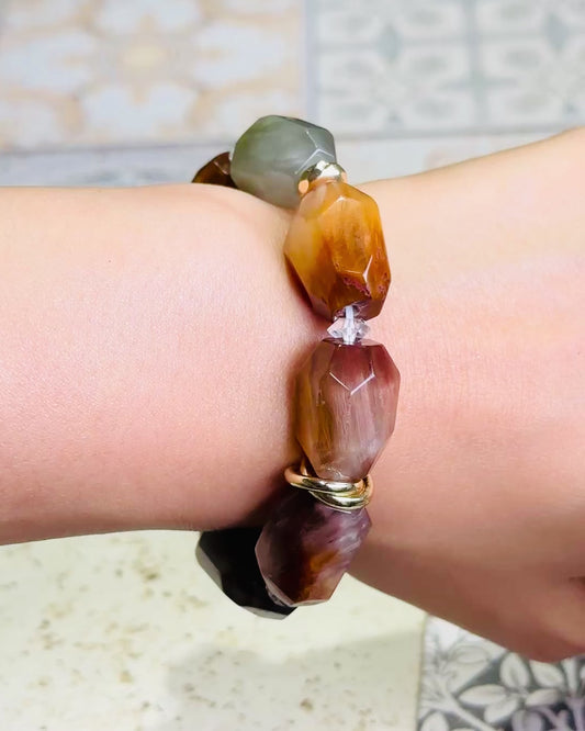 Rabbit Hair Rutilated Quartz Bracelet 兔毛水晶 切割款手串