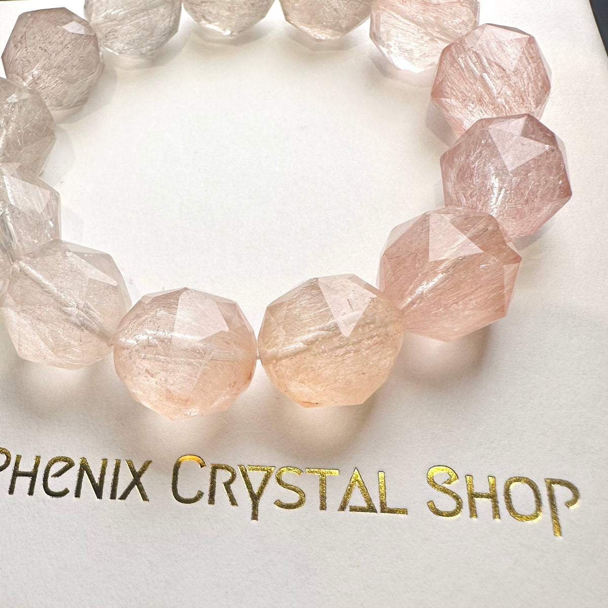 Rabbit-Hair Rutilated Quartz 兔毛水晶 | 原礦 raw-crystal | 側面角度 side angle