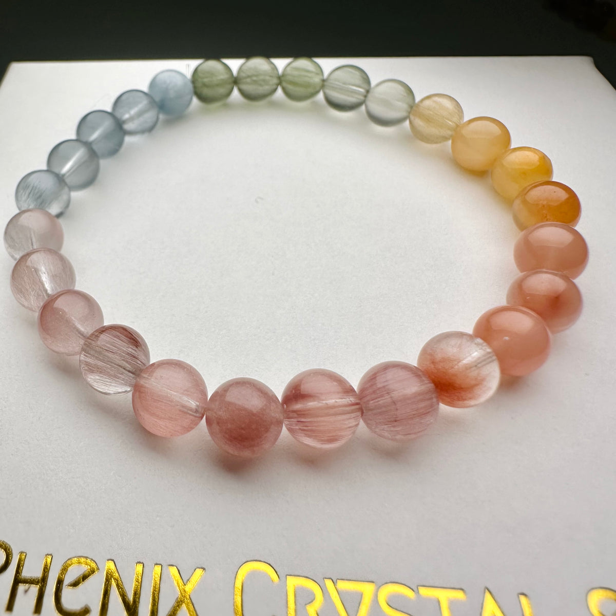 Rainbow Rabbit Hair Quartz 彩虹兔毛手串 | 手串 bracelet | Additional angle
