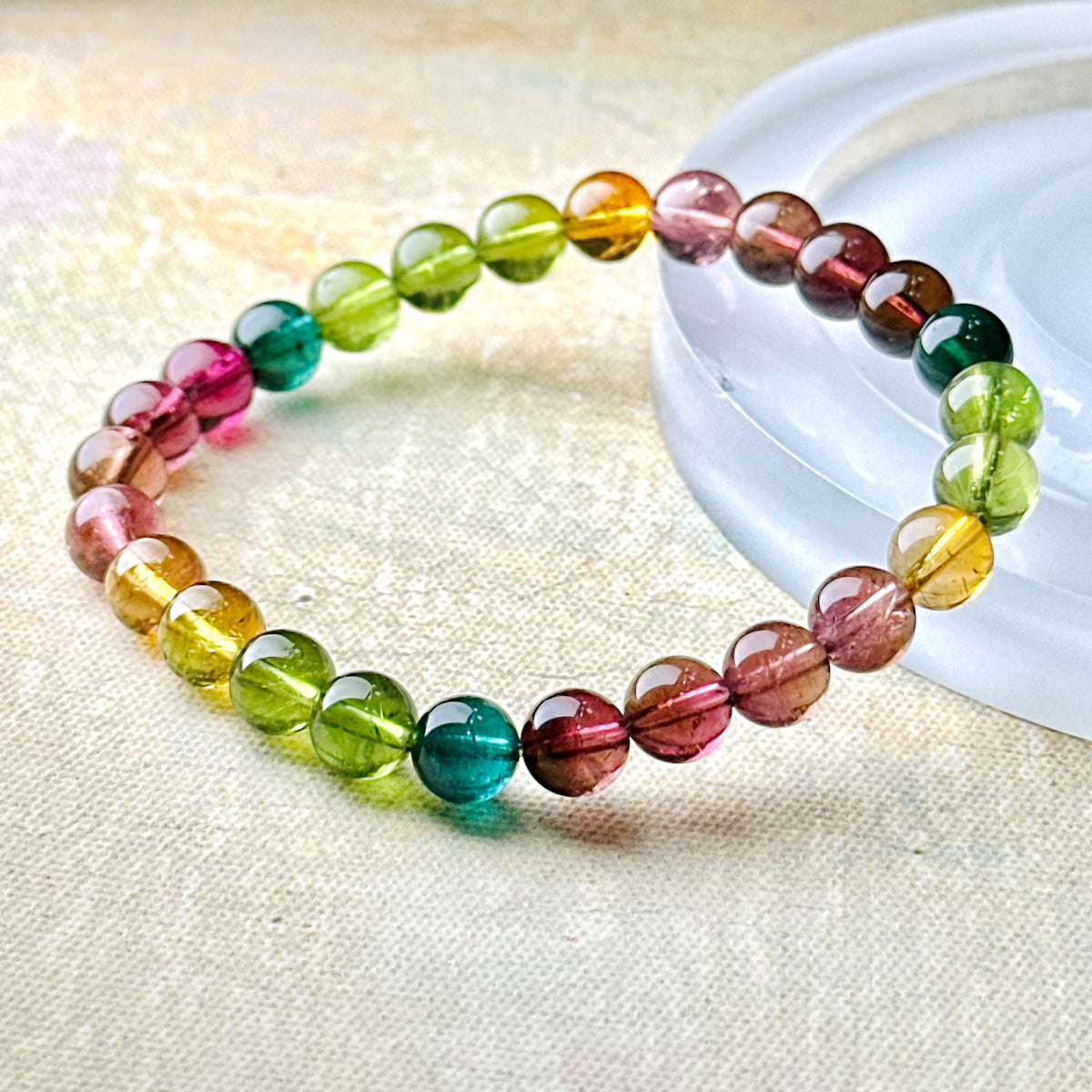 Rainbow Tourmaline 彩虹碧璽 | 原礦 raw-crystal | 正面圖 front view
