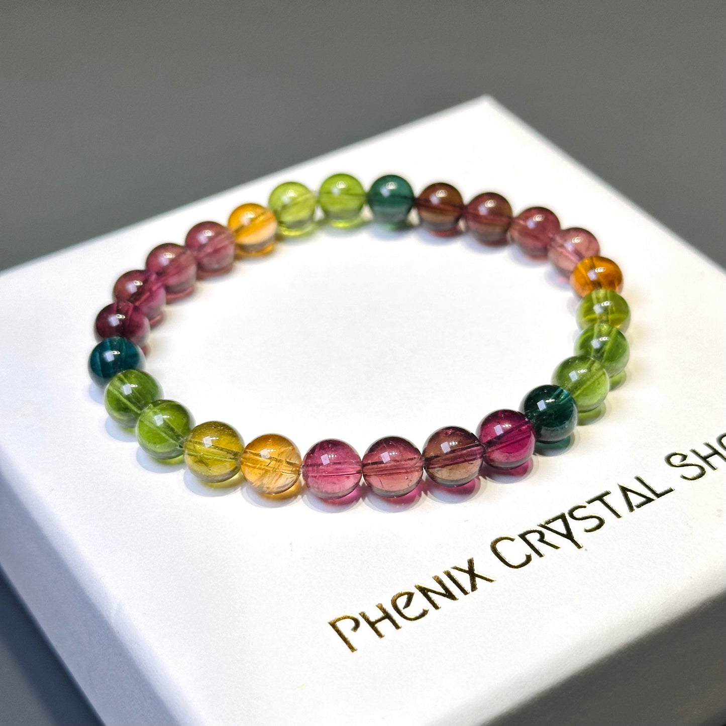 Rainbow Tourmaline 彩虹碧璽 | 原礦 raw-crystal | 正面圖 front view