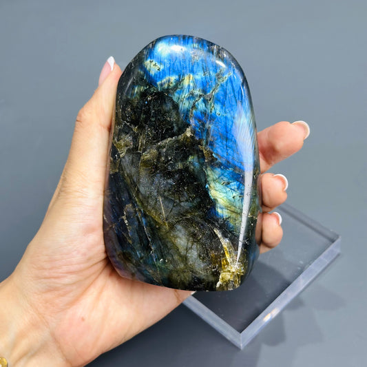 拉長石 | 原礦 raw-crystal | 正面圖 front view