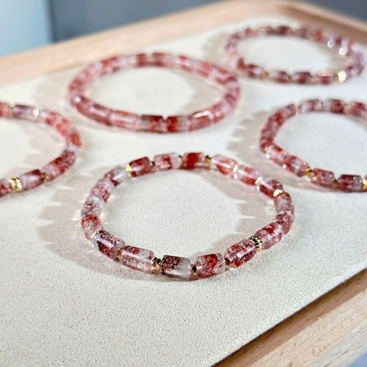 Red Super Seven Bracelet 金草莓超七手串 | 手串 bracelet | 正面圖 front view